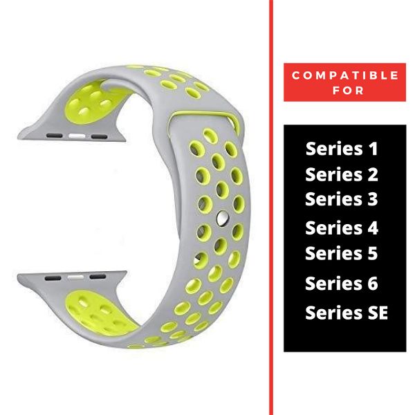 Grey Neon Dotted Silicone Strap For Apple Watch Series 8  (38mm/40mm/41mm)