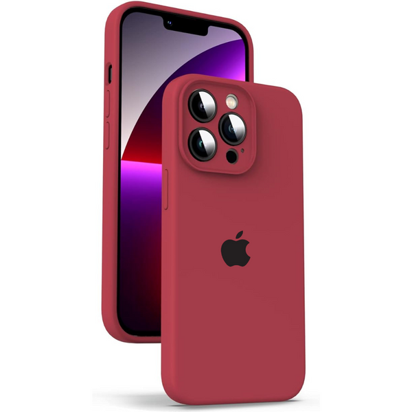 Red Original Camera Safe Silicone case for Apple iphone 13 Pro