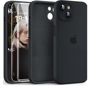 Black Original Camera Safe Silicone case for Apple iphone 14 Plus
