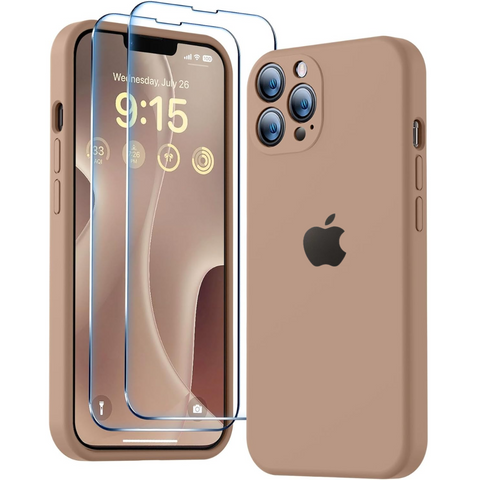 Brown Original Camera Safe Silicone case for Apple iphone 13 Pro