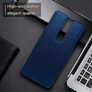 Raised Edges Blue Leather Case for Oppo F11 Pro