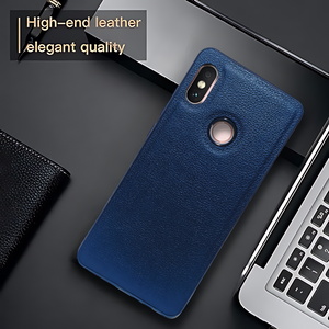 Raised Edges Blue Leather Case for Redmi Note 5 Pro