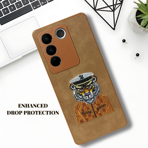 Brown Leather Captain Lion Camera Ornamented for Vivo V27