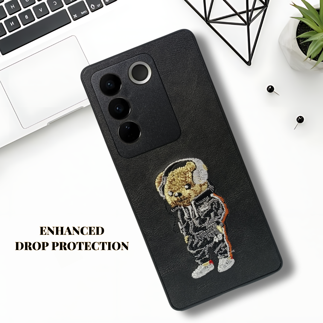Black leather Headphone teddy Camera Ornamented for Vivo V27