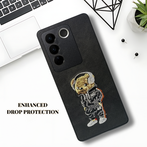 Black leather Headphone teddy Camera Ornamented for Vivo V27