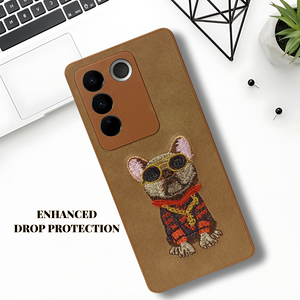 Brown Leather Bulldog Camera Ornamented for Vivo V27