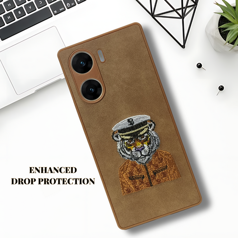 Brown Leather Captain Lion Camera Ornamented for Vivo V29E