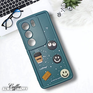 Green COFFEE (ALWAYS HAPPY) Silicone case for Vivo V29 Pro