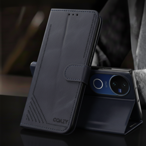 Velvet Black Flip Leather Case for Vivo V60