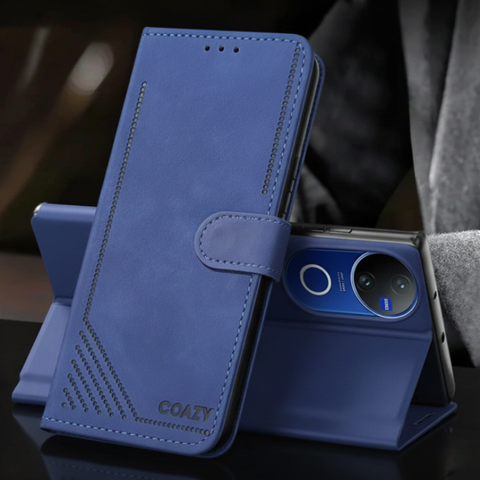 Velvet Dark Blue Flip Leather Case for Vivo V60