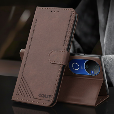 Velvet Dark Brown Flip Leather Case for Vivo V60