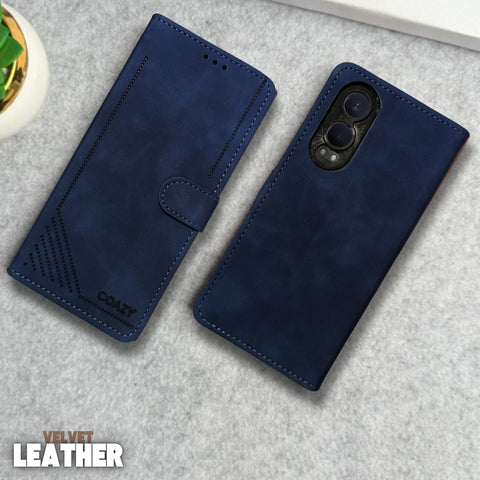 Velvet Dark Blue Flip Leather Case for Oneplus Nord Ce 4 Lite