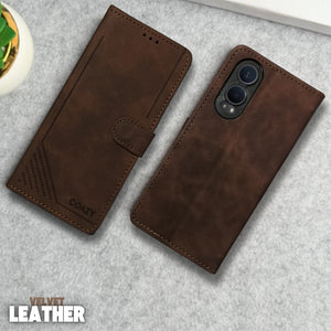 Velvet Dark Brown Flip Leather Case for Oneplus Nord Ce 4 Lite