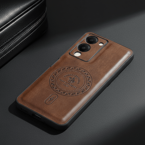 Crest Wine Leather Case for Vivo Y19 5g