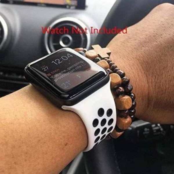 White Black Dotted Silicone Strap For Apple Watch Series SE 2020  (38mm/40mm/41mm)