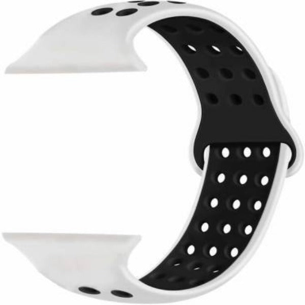 White Black Dotted Silicone Strap For Apple Watch Series SE 2020  (38mm/40mm/41mm)
