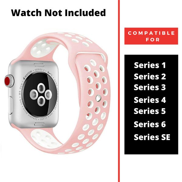 Pink White Dotted Silicone Strap For Apple Watch Series 1  (38mm/40mm/41mm)