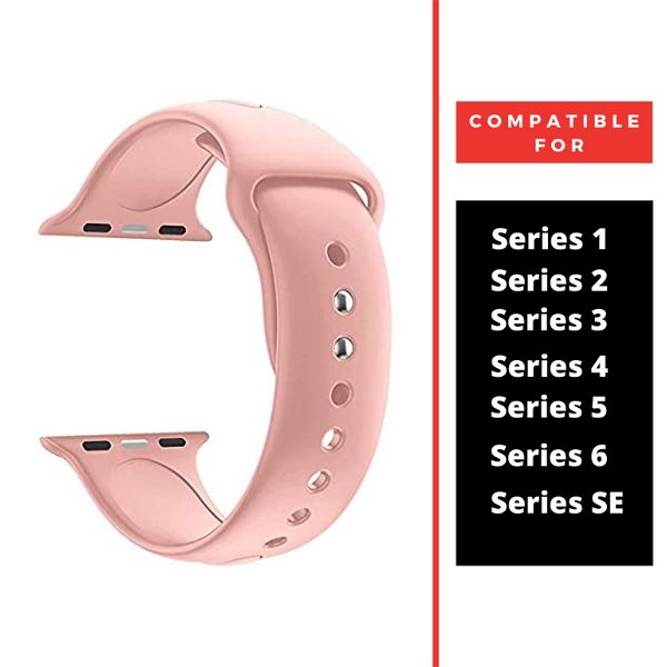 Peach Plain Silicone Strap For Apple Watch Series 5 (38mm/40mm/41mm)