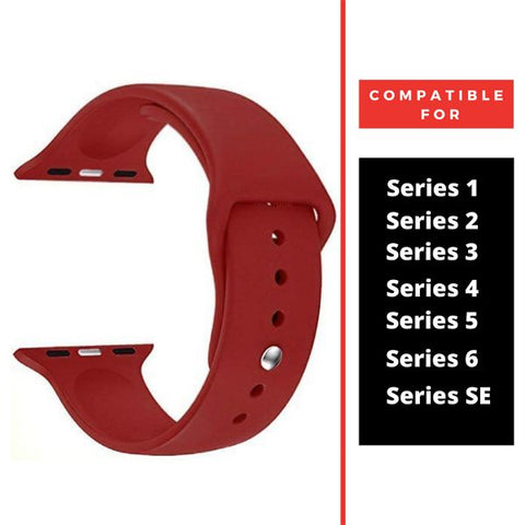 Maroon Plain Silicone Strap For Apple Watch Series 5 (38mm/40mm/41mm)