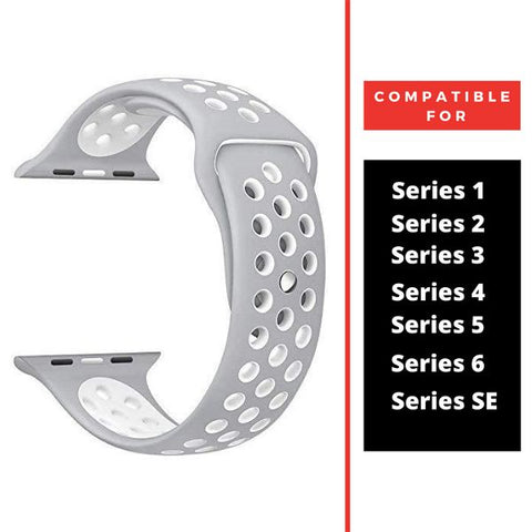 Grey White Dotted Silicone Strap For Apple Watch Series 7  (38mm/40mm/41mm)
