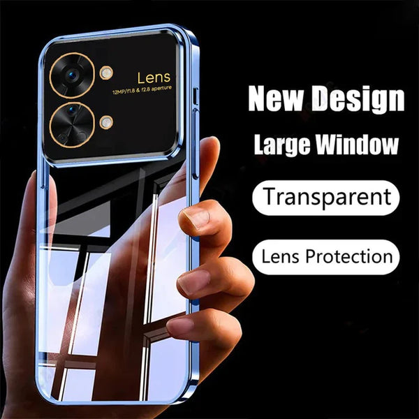 Luxury Plating Blue Camera Protection Transparent Case for Oneplus Nord 3