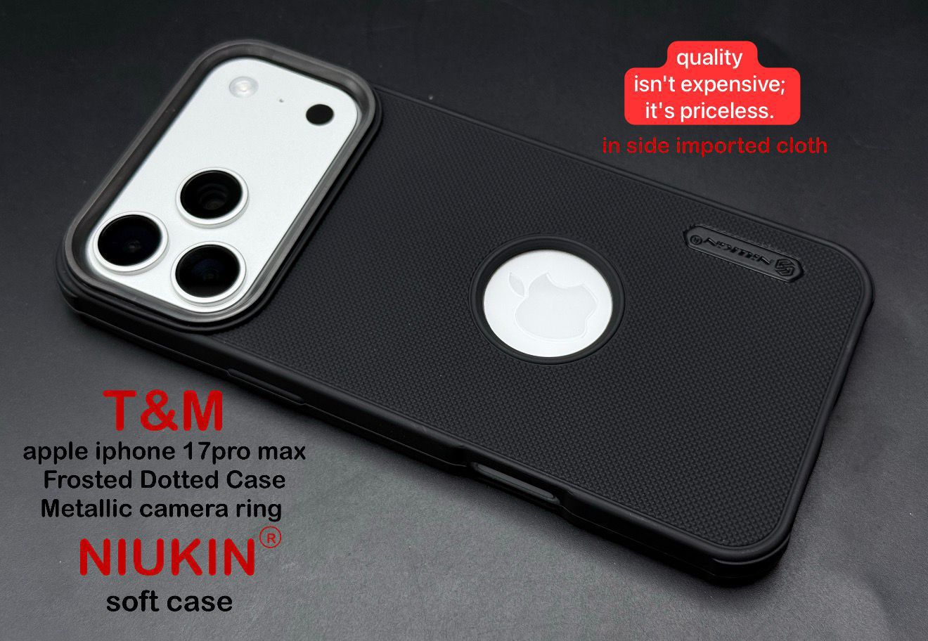 Black Niukin Logo Cut Silicone Case for Apple iphone 17 Pro Max