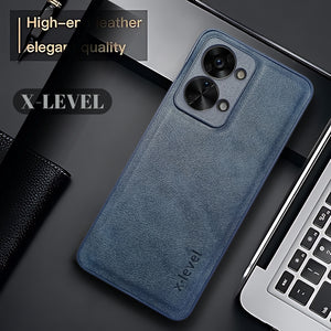 X-LEVEL Dark Blue Leather Case for Oneplus Nord 2T