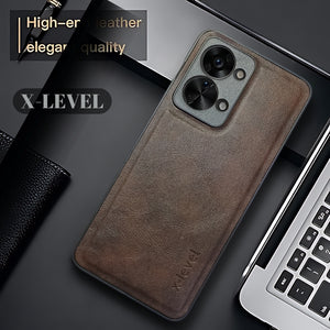 X-LEVEL Dark Brown Leather Case for Oneplus Nord 2T