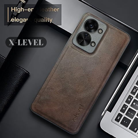X-LEVEL Dark Brown Leather Case for Oneplus Nord 2T