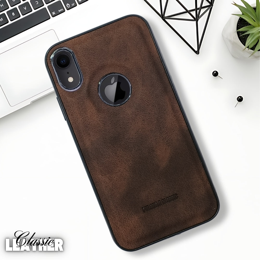 Dark Brown Classic Leather Case for Apple Iphone XR