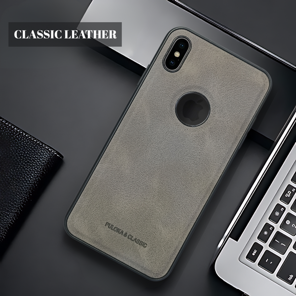Grey Classic Leather Case for Apple Iphone Xs Max