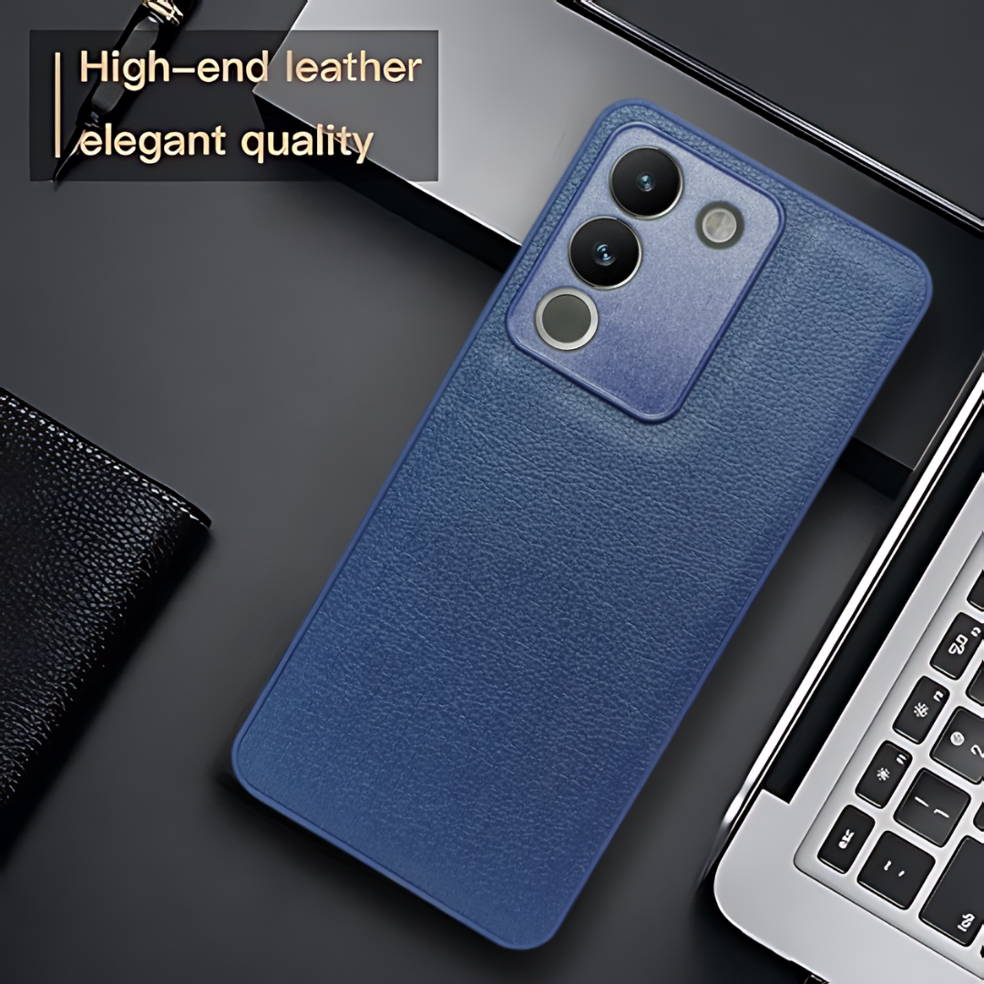 Raised Edges Blue Leather Case for Vivo Y200