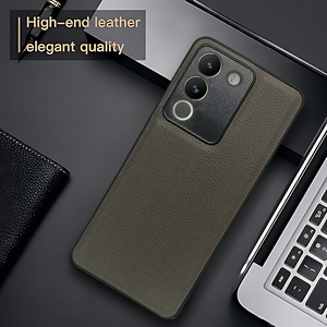 Raised Edges Grey Leather Case for Vivo Y200