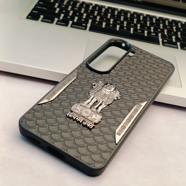 Black Satyameva Jayate embossed Leather Case for Vivo Y300