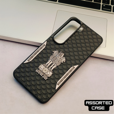 Black Satyameva Jayate embossed Leather Case for Vivo Y300