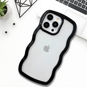 Black Zig Zag Frame  Silicon Case for Apple Iphone 16 Pro