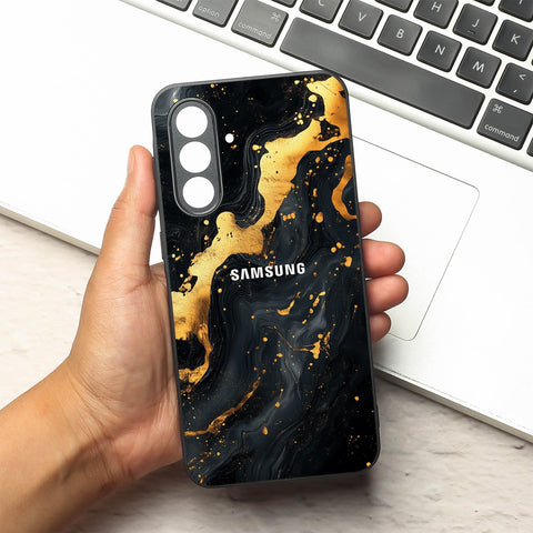 Black Gold Blaze  metal back case for Samsung A55