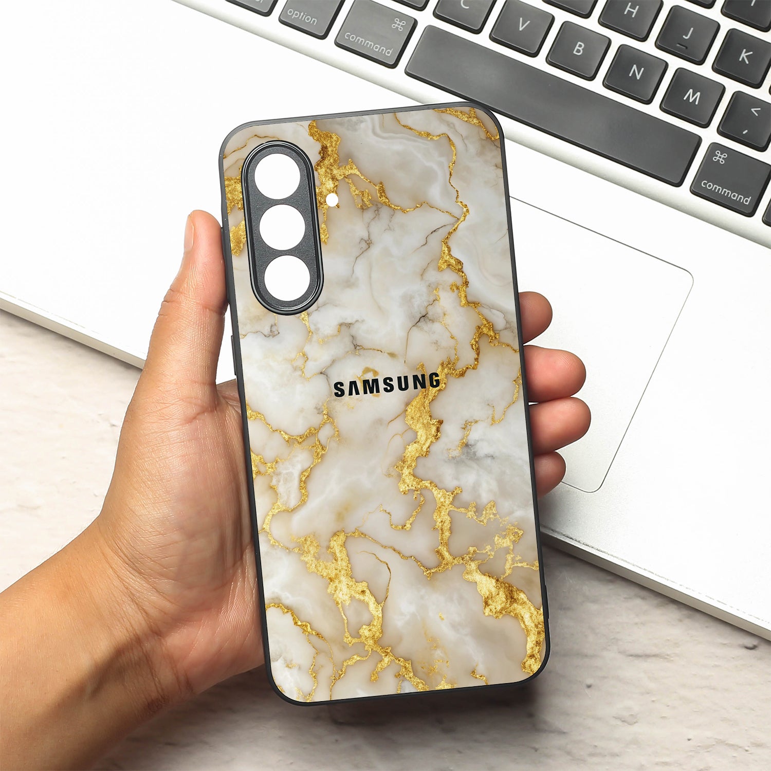 Gold Vein Glory metal back case for Samsung A55