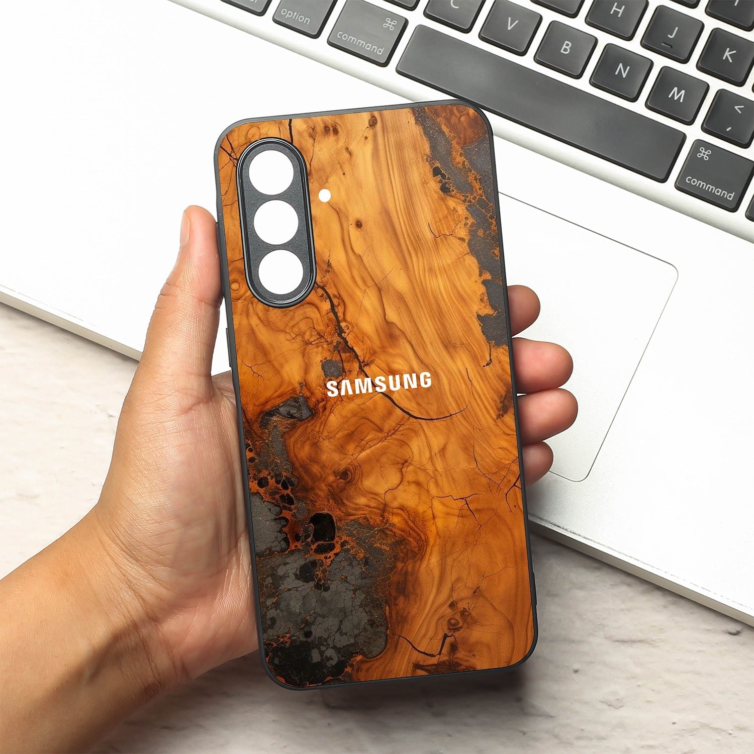 Lava Oak metal back case for Samsung A55