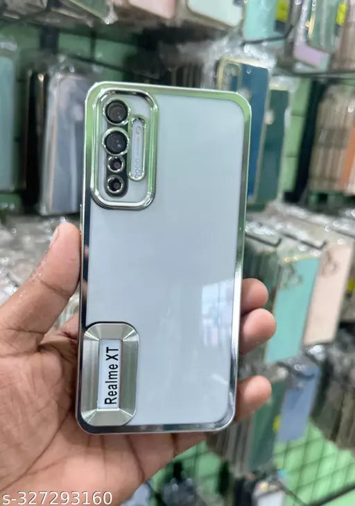 Silver 6D Chrome Logo Cut Transparent Case for Realme XT