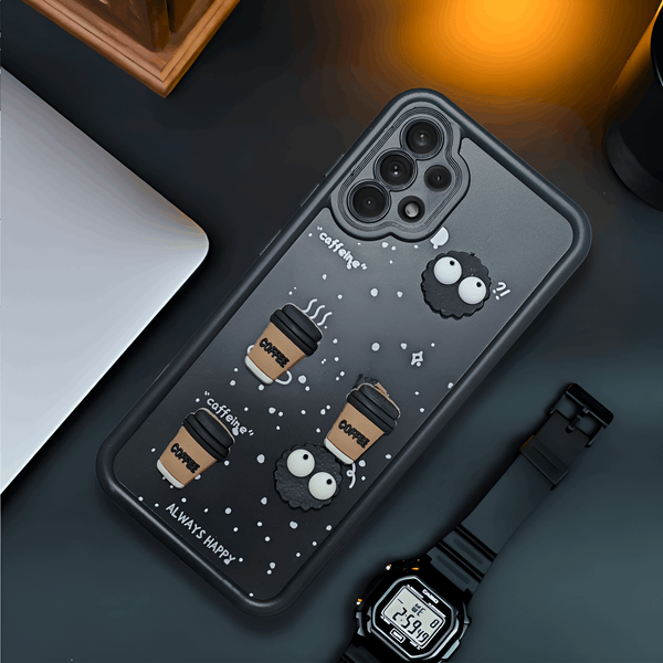 Black COFFEE (ALWAYS HAPPY) Silicone case for Samsung A32 4g