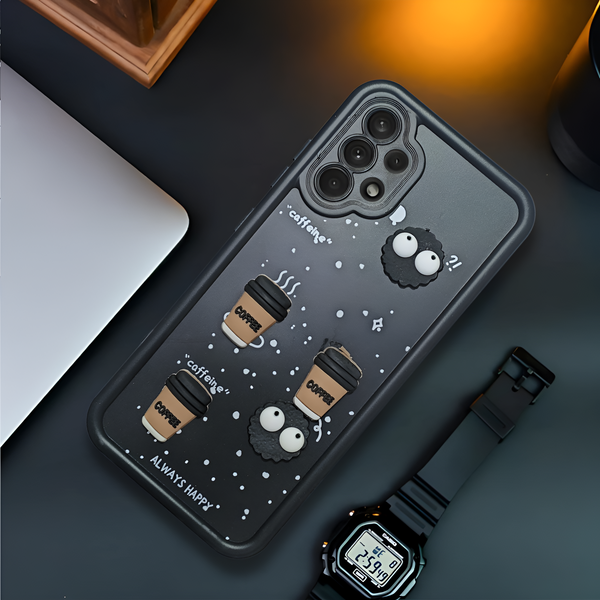 Black COFFEE (ALWAYS HAPPY) Silicone case for Samsung A32 4g