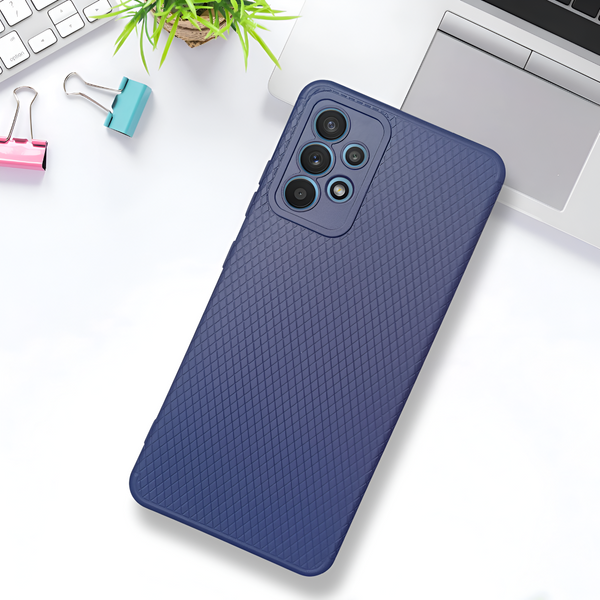 Dark Blue Line Wave Silicone Case for Samsung A32 4G
