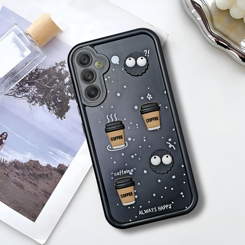 Black COFFEE (ALWAYS HAPPY) Silicone case for Samsung A34