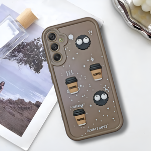Brown COFFEE (ALWAYS HAPPY) Silicone case for Samsung A34