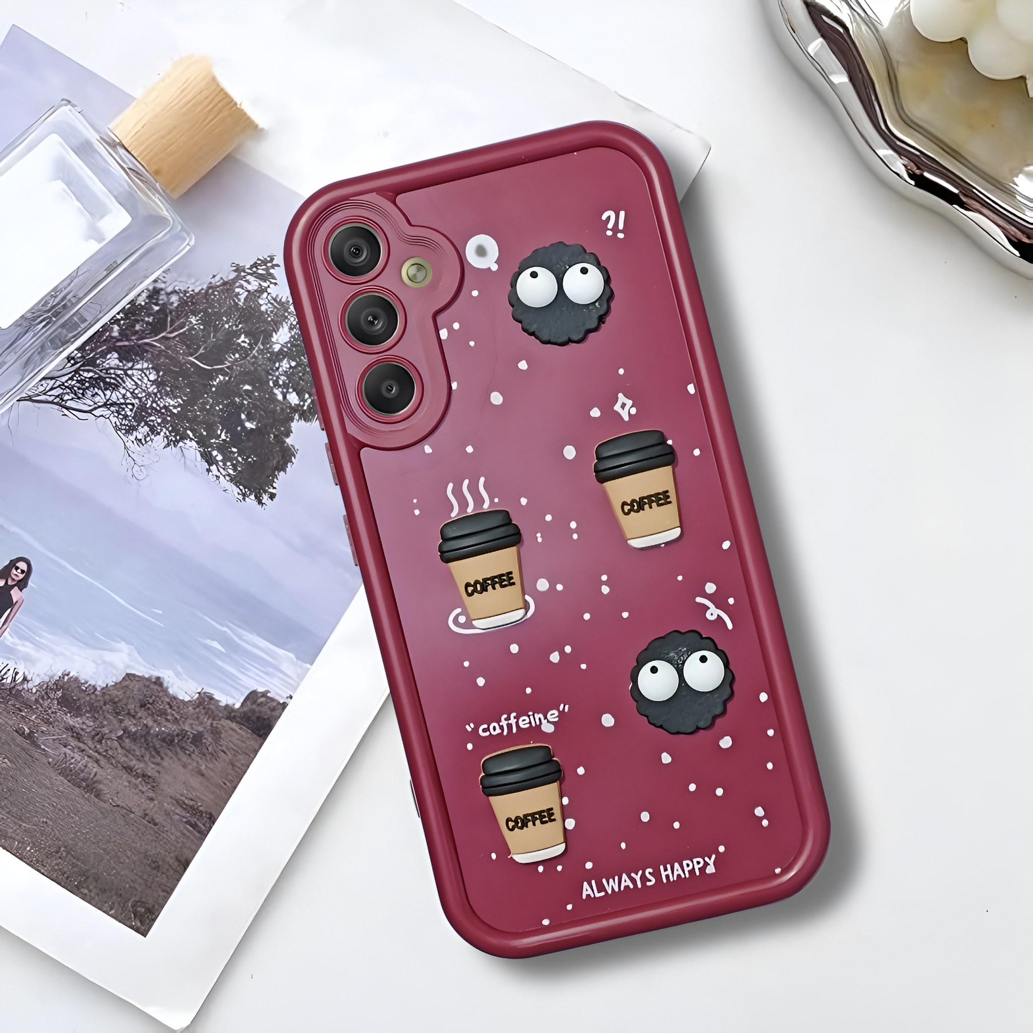 Mehroon COFFEE (ALWAYS HAPPY) Silicone case for Samsung A14