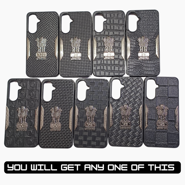 Black Satyameva Jayate embossed Leather Case for Samsung A36