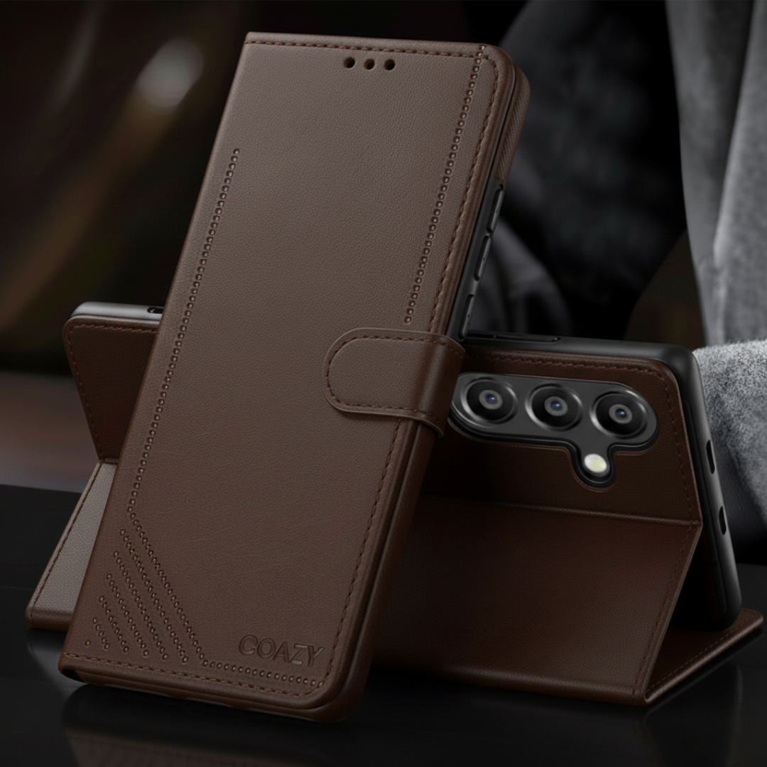 Velvet Dark Brown Flip Leather Case for Samsung Galaxy A56