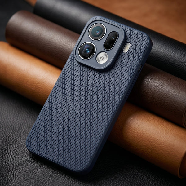 Dark Blue Line Wave Silicone Case for Oppo Find X9 Pro