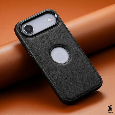 Puloka Black Logo cut Leather silicone case for Apple iPhone Air